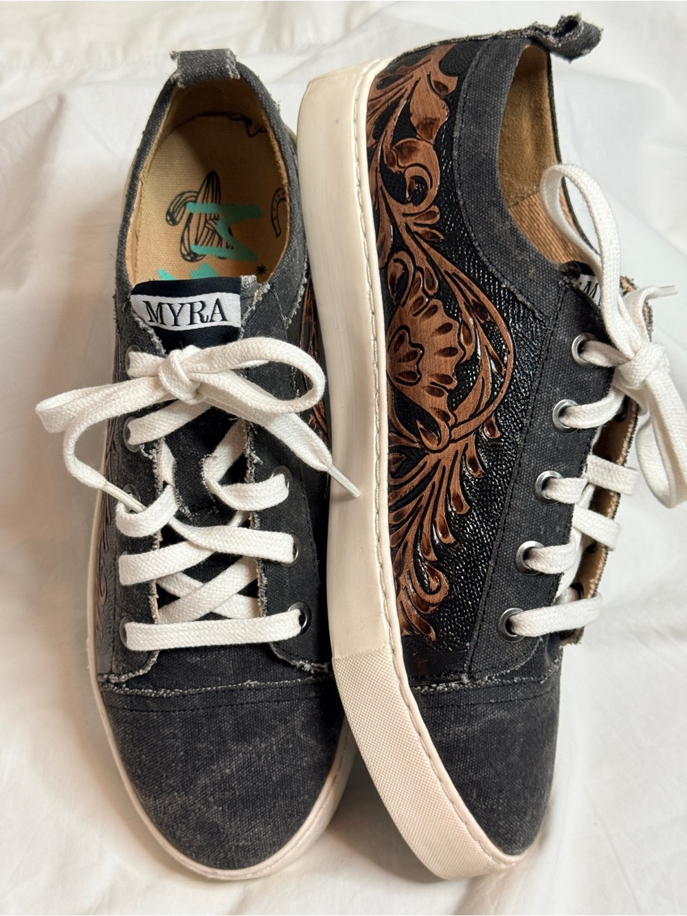 Myra Limited Edition Hand Tooled Leather Western Sneaker 9
